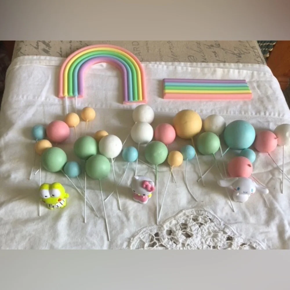 Hello Kitty Keriopi Cinnamoroll Birthday Cake Topper Star Rainbow Set